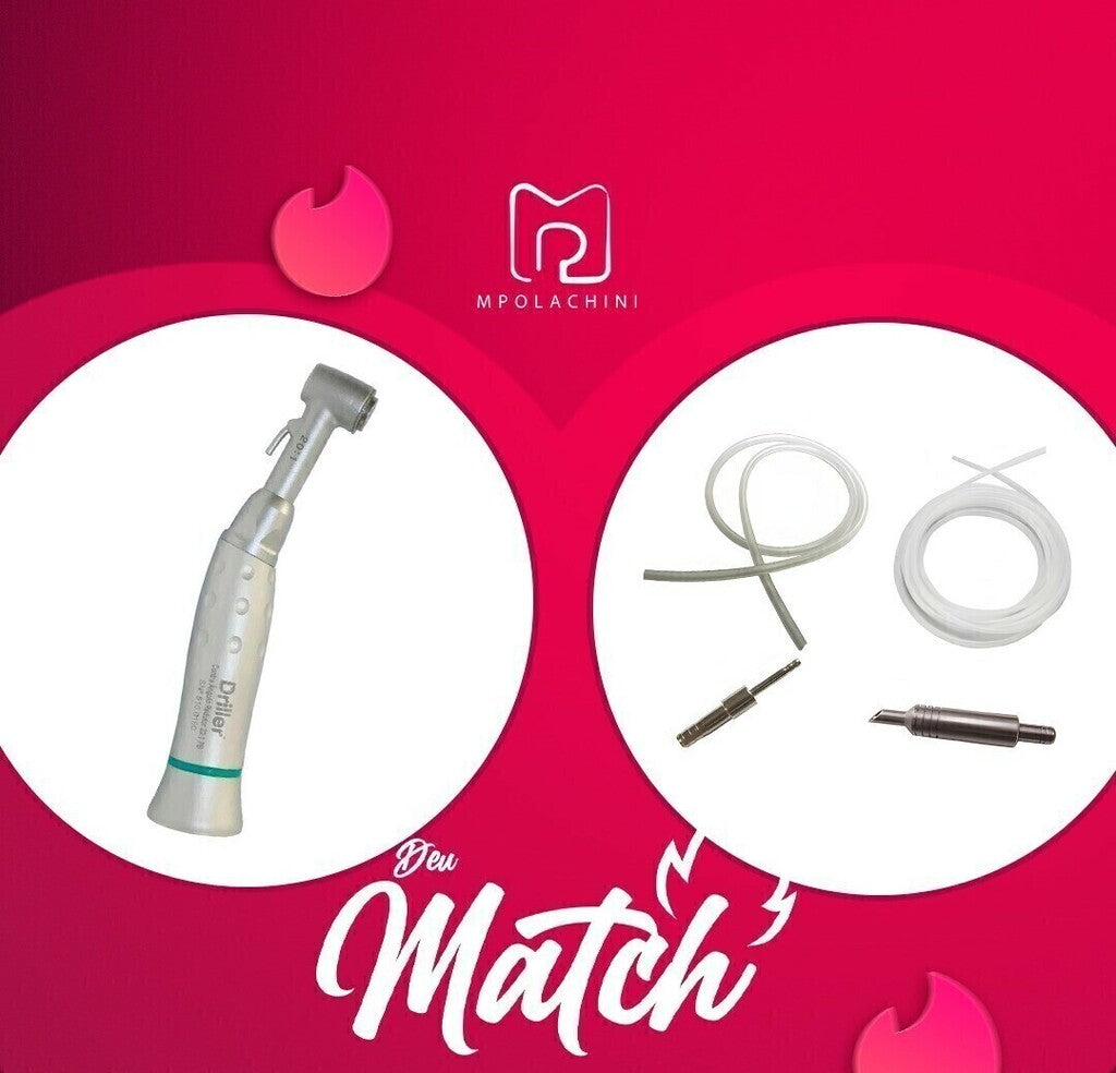 Contra Angulo para Implante 20:1 Push Button Driller + Kit Básico Irrigação Driller